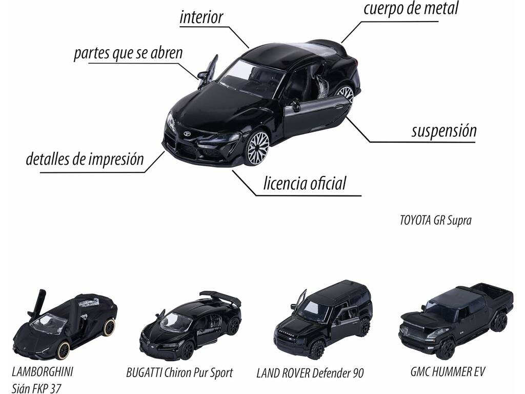 Majorette Pack 5 Carros Black Edition