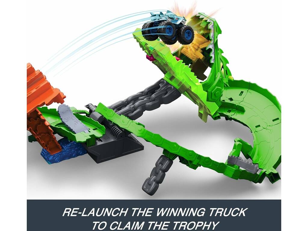 Hot Wheels Monster Trucks Sharks VS Dinos Piste Dragon Demolition