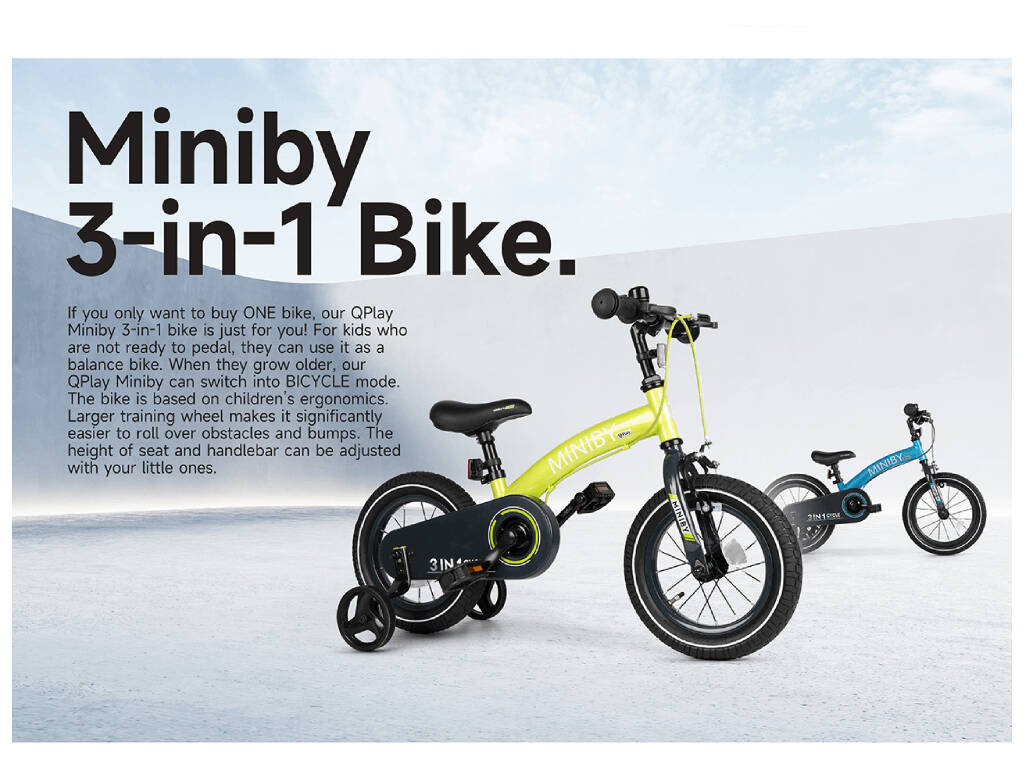 Bicicleta Miniby 3 en 1 de 14” con Estabilizadores