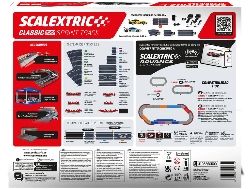 Scalextric Classic 1:30 Circuit Sprint Track avec 2 véhicules