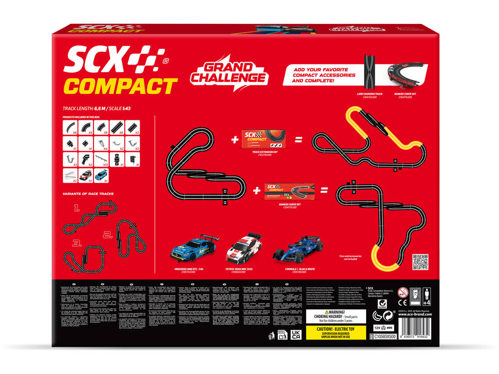 Scalextric Compact 1:43 Circuit Grand Challenge avec 2 véhicules