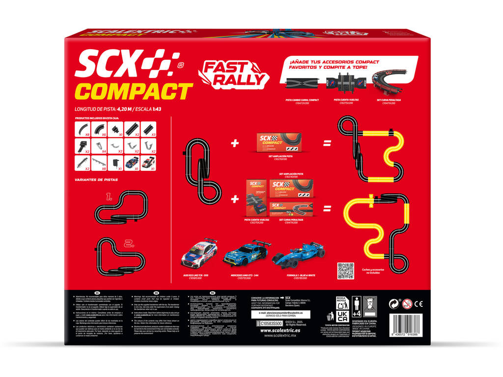 Scalextric Compact 1:43 Circuit Fast Rally avec 2 véhicules