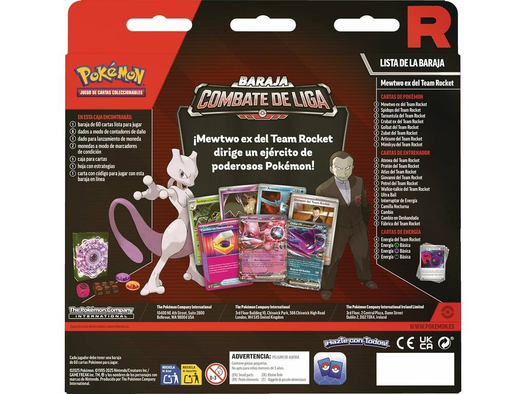 Pokémon TCG Baraja Combate de Liga Mewtwo EX del Team Rocket