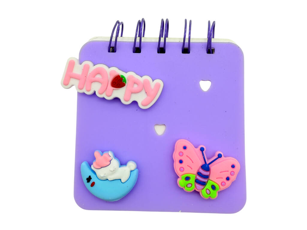 Carnet A7 violet perforé avec 50 pages et 3 épingles décoratives