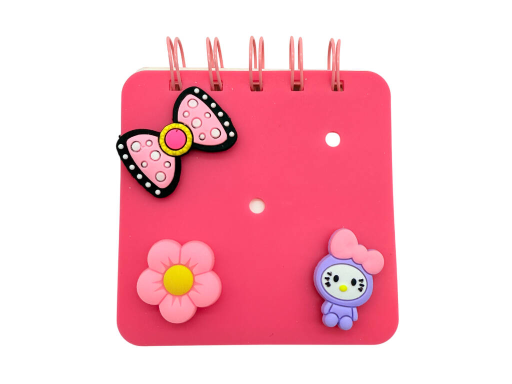 Carnet A7 fuchsia perforé avec 50 pages et 3 épingles décoratives