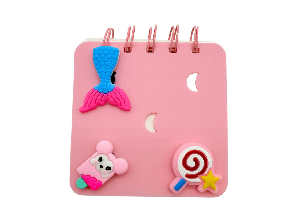 Carnet A7 rose perforé avec 50 pages et 3 épingles décoratives