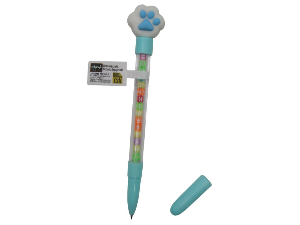 Stylo à bille bleu avec empreinte digitale et perles avec lettrage 18,5 cm