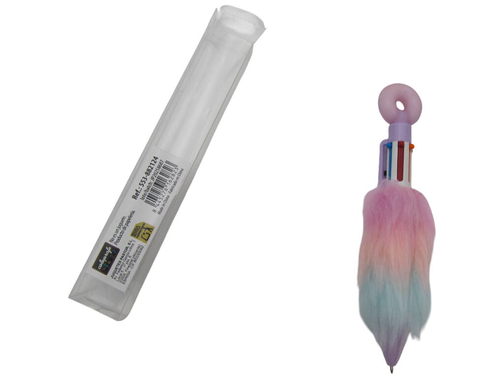 Stylo à bille 6 couleurs avec beignet et fourrure 16,5cm