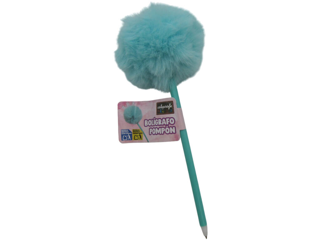 Stylo à bille noir avec pompon et couronne 22 cm
