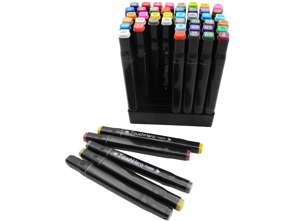 Conjunto 48 Marcadores de Cores Diferentes com 2 Pontas de 3 e 6,5 mm em Bolsa com Asa