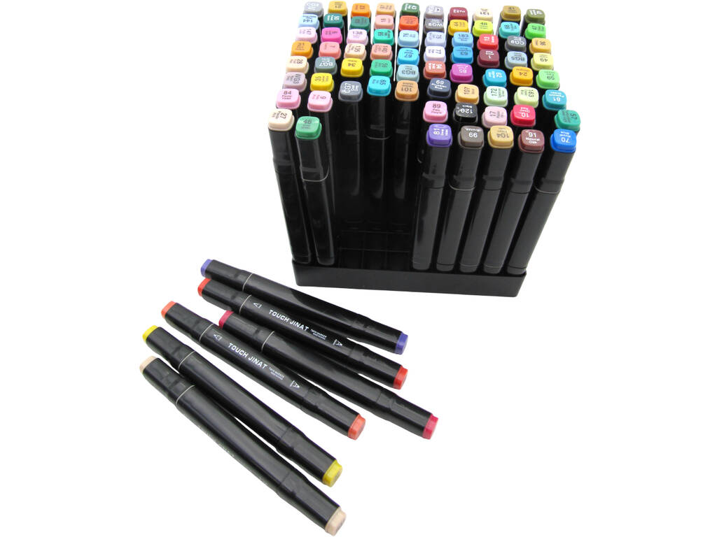 Set 80 feutres couleurs différentes avec 2 pointes de 3 et 6,5 mm dans le sac avec poignée