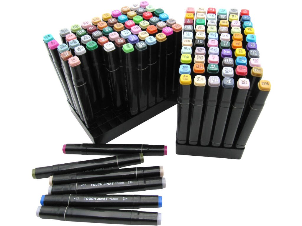 Set 120 feutres couleurs différentes avec 2 pointes de 3 et 6,5 mm dans le sac avec poignée