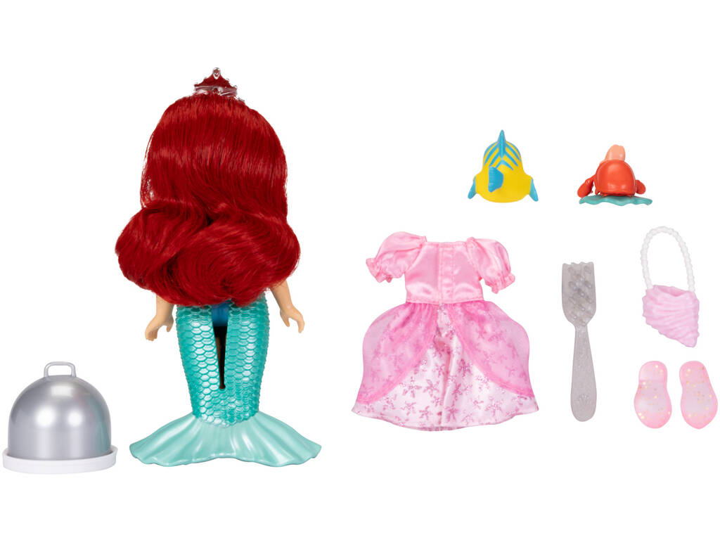 Disney Princess Boneca Ariel de 15 cm com Flounder e Sebastian
