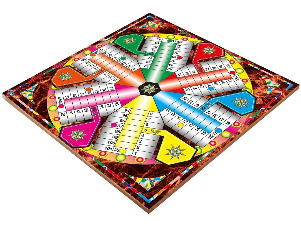 Parchís et Oca 2 en 1 pour 6 joueurs avec plateau en bois et accessoires