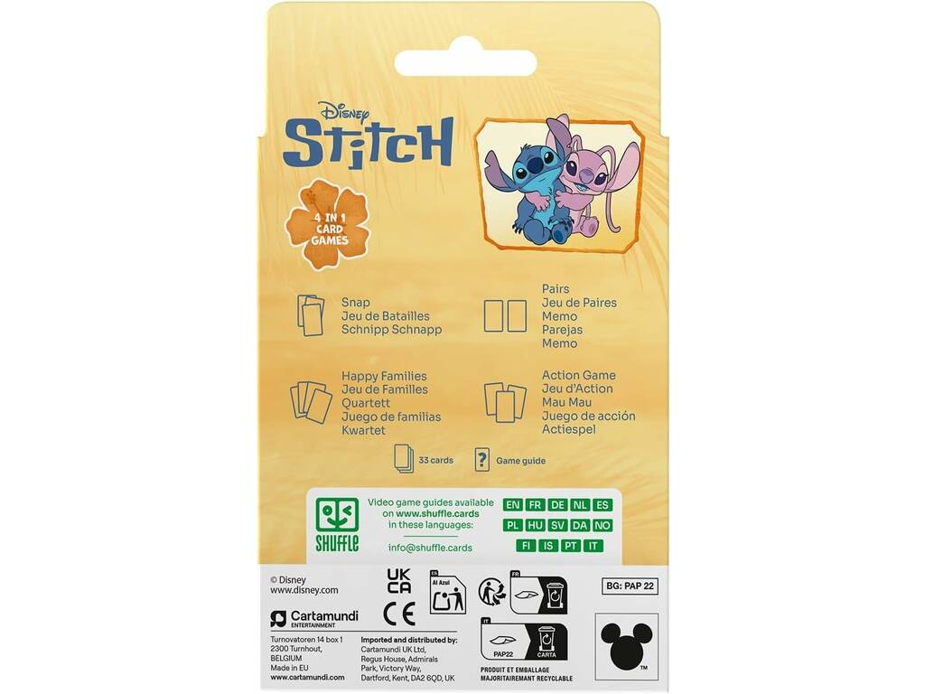 Disney Stitch Shuffle Deck pour enfants 4 en 1