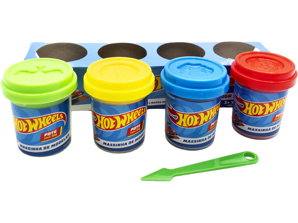 Hot Wheels Pâte à modeler, lot de 4 pots