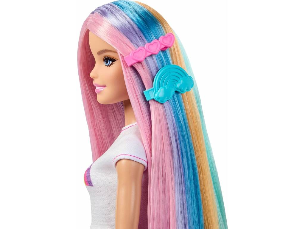 Barbie Cheveux Arc-en-ciel Magique avec accessoires