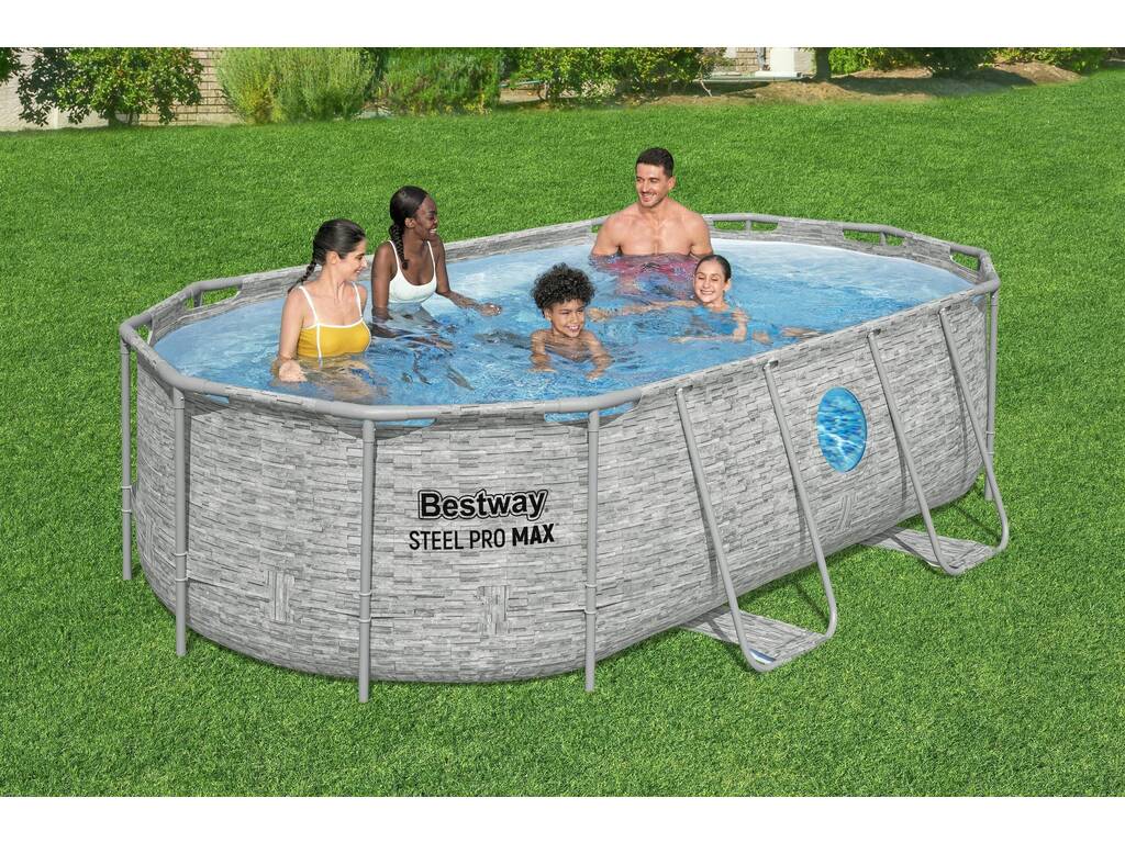 Piscina Desmontável Oval Steel Pro Max Splashview 427x250x100 cm. Bestway 56714