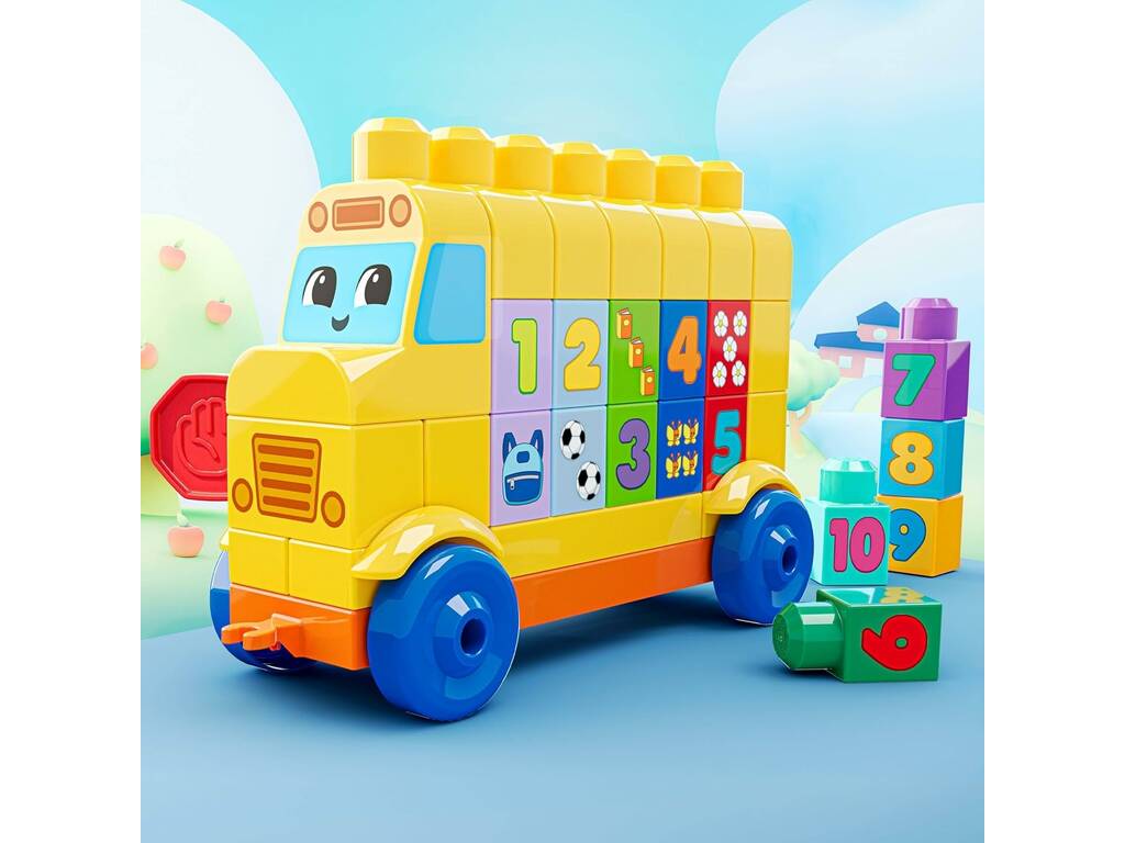 Fisher-Price Mega Bloks Autobús con Numeritos Encajables de 45 Piezas