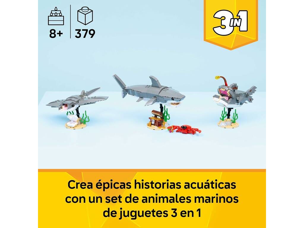 Lego Creator 3 in 1 Squalo feroce con scrigno del tesoro