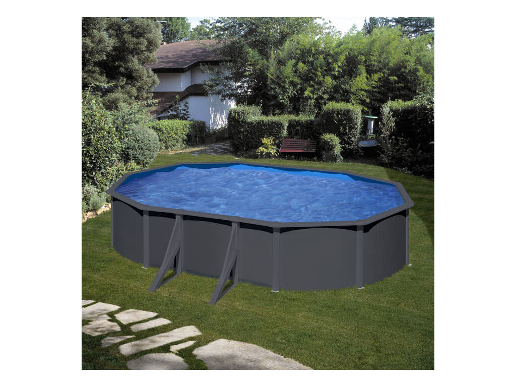 Piscine ovale aspect anthracite 500 x 300 x 120 cm Gre KIT500GY