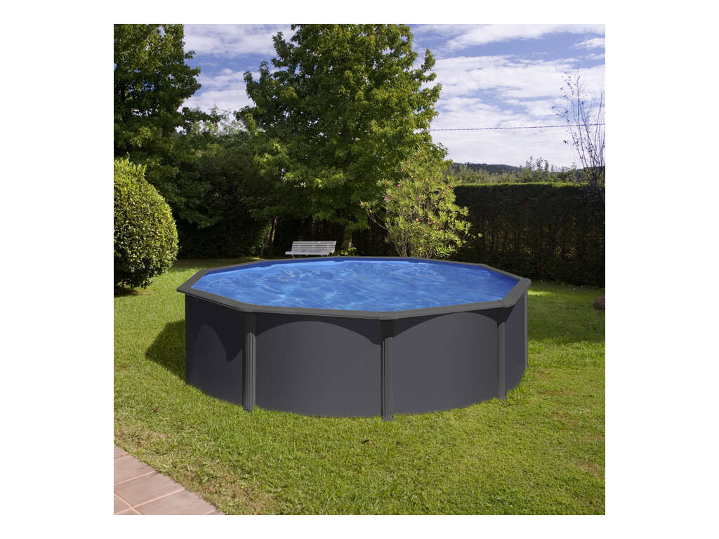 Piscine ronde aspect anthracite 460 x 120 cm Gre KIT460GY