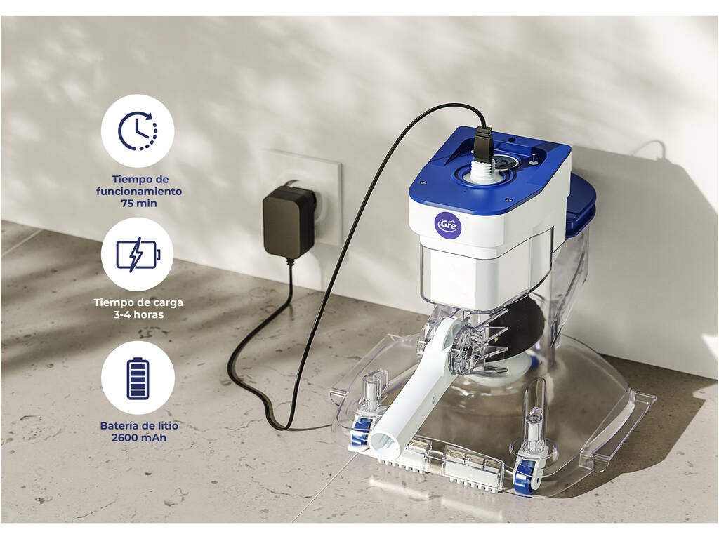 Nettoyeur électrique à batterie Leaf Eater pour piscines et spas Gre LE75