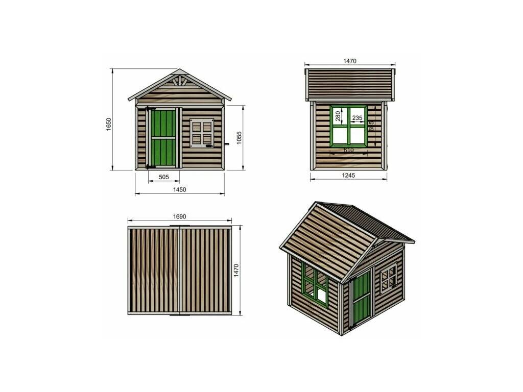 Maisonnette en bois Flam surélevée sur une plateforme de 60 cm, 225,5 x 209,5 x 200 cm Masgames MA806585X