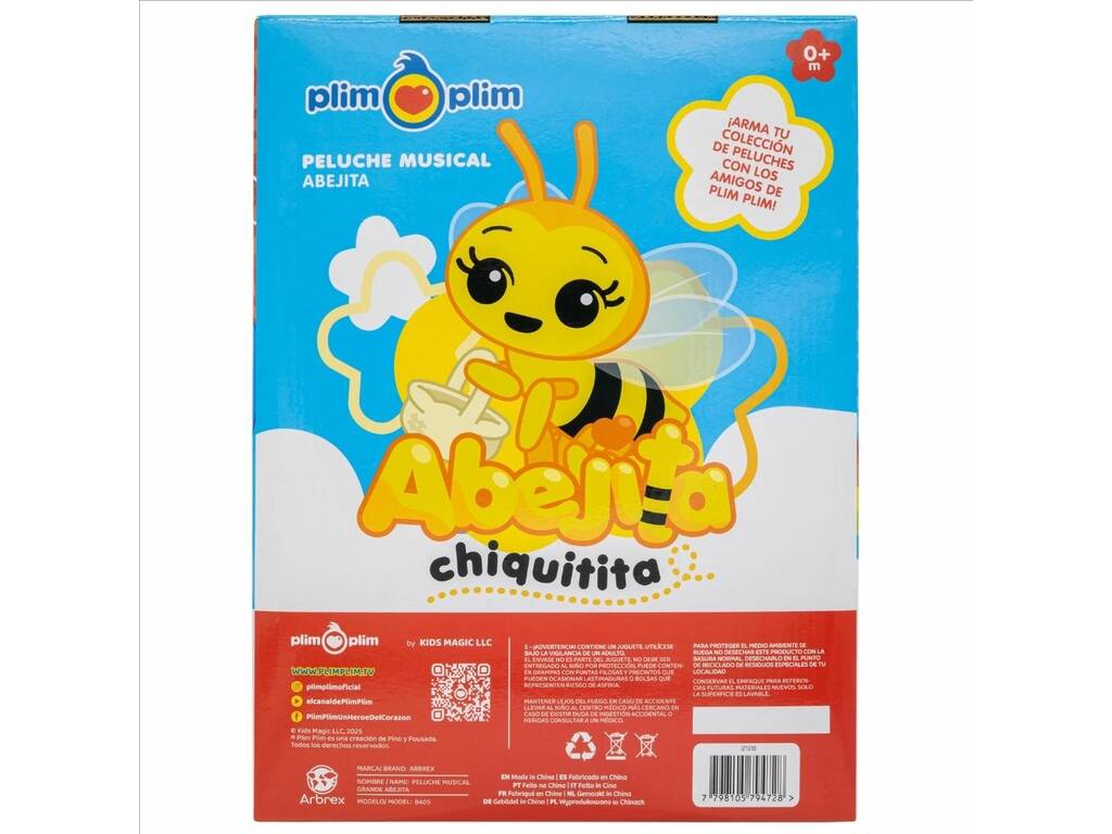 Plim Plim Peluche Musical Abejita de 26 cm