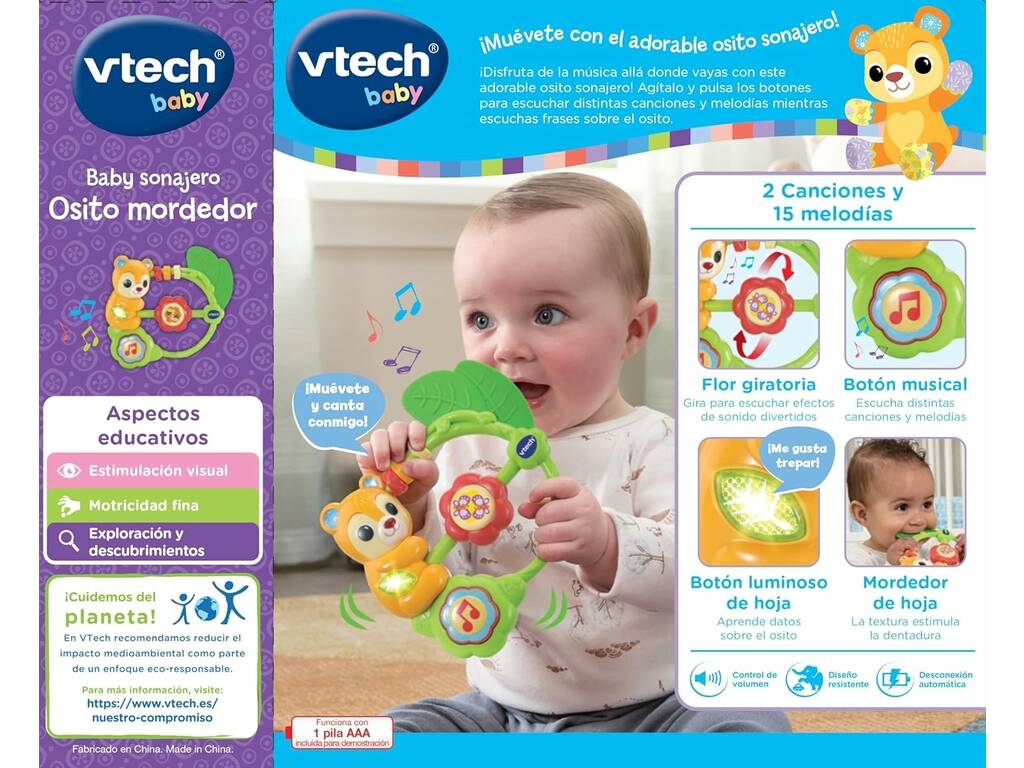 Hochet-anneau de dentition en forme d'ourson avec lumières et sons