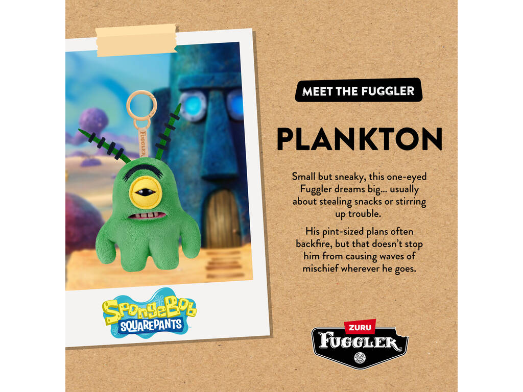 Zuru Fuggler Bob Éponge Porte-clés en peluche Personnage de 12 cm