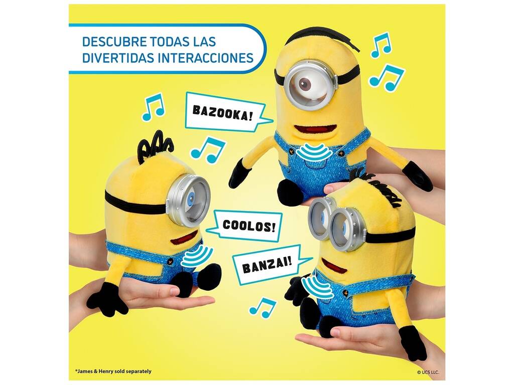 Minions & Monsters Peluche Puppetronics James de 16 cm con Sonidos y Acciones Realistas