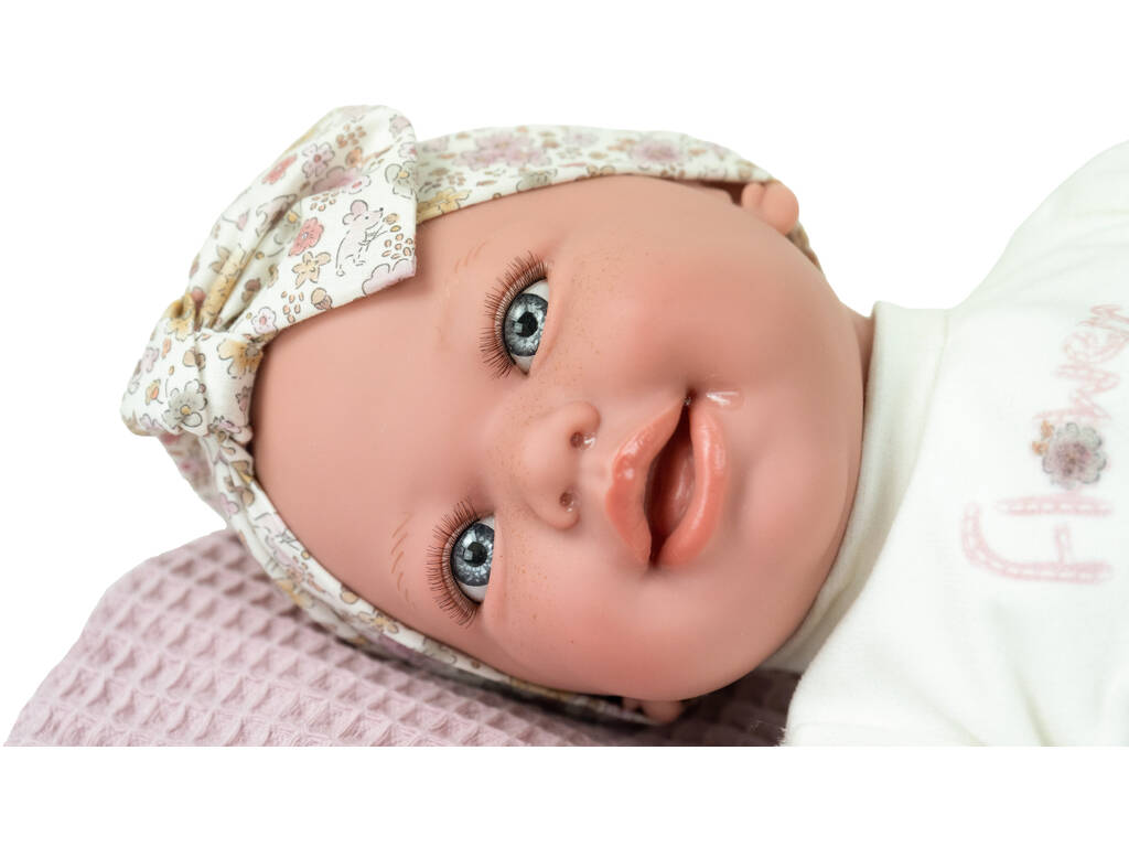 Muñeca Bebé Elegance Adia Rosa de 40 cm con Peso Real y Manta Flor