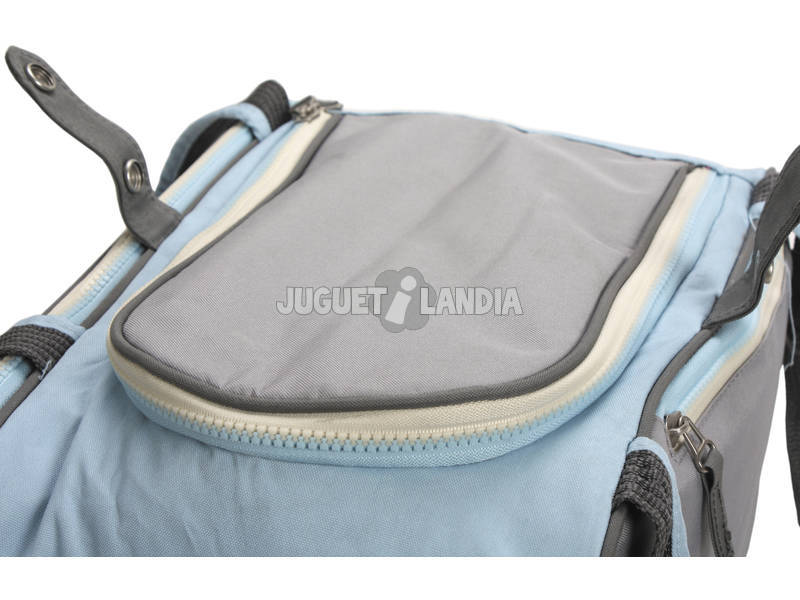 Bolso bebé gris azul con cambiador