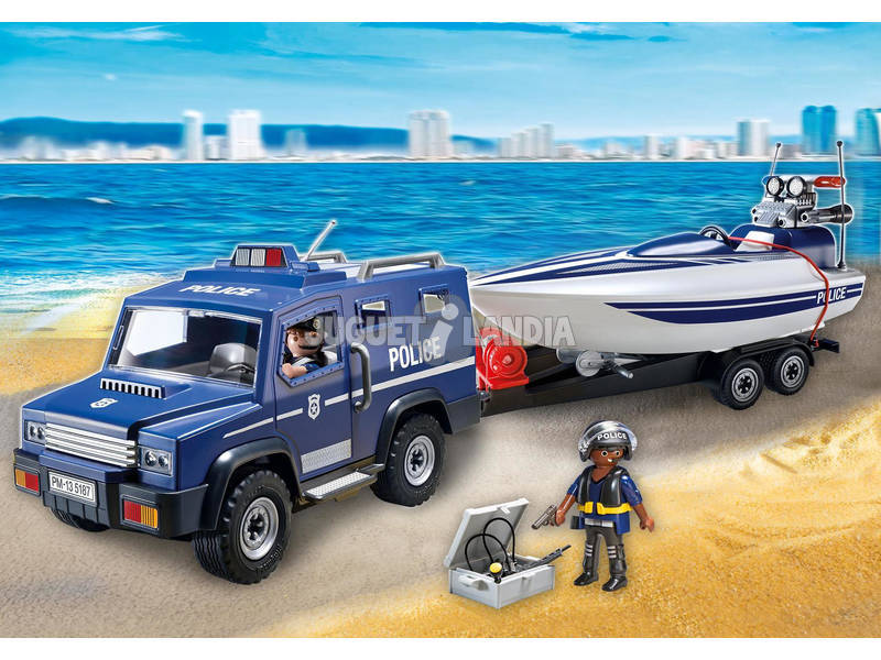 Playmobil Voiture de police avec canot